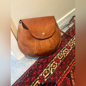 Brown camel  Leather Crossbody Bag